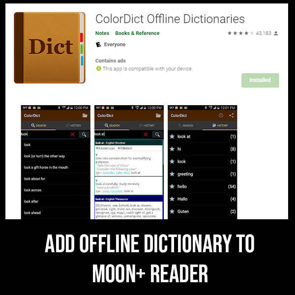 How To Integrate Dictionary into Moon+ Reader